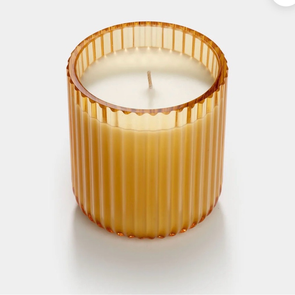 Rolex Amber Glass Ribbed Candle - Home Accents